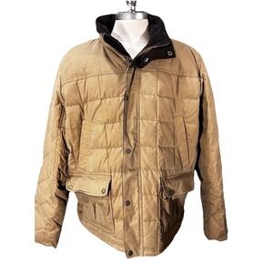 LL Bean Up Country Waxed Cotton Goose Down Coat Mens 2XL Tan Hunting Jacket